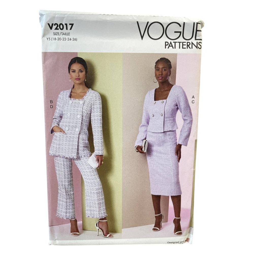 Vogue Sewing Pattern Misses Size 18-26 V2017 Jacket Skirt Pants Uncut FF